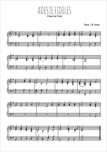 Téléchargez l'arrangement pour piano de la partition de Adeste Fideles en PDF